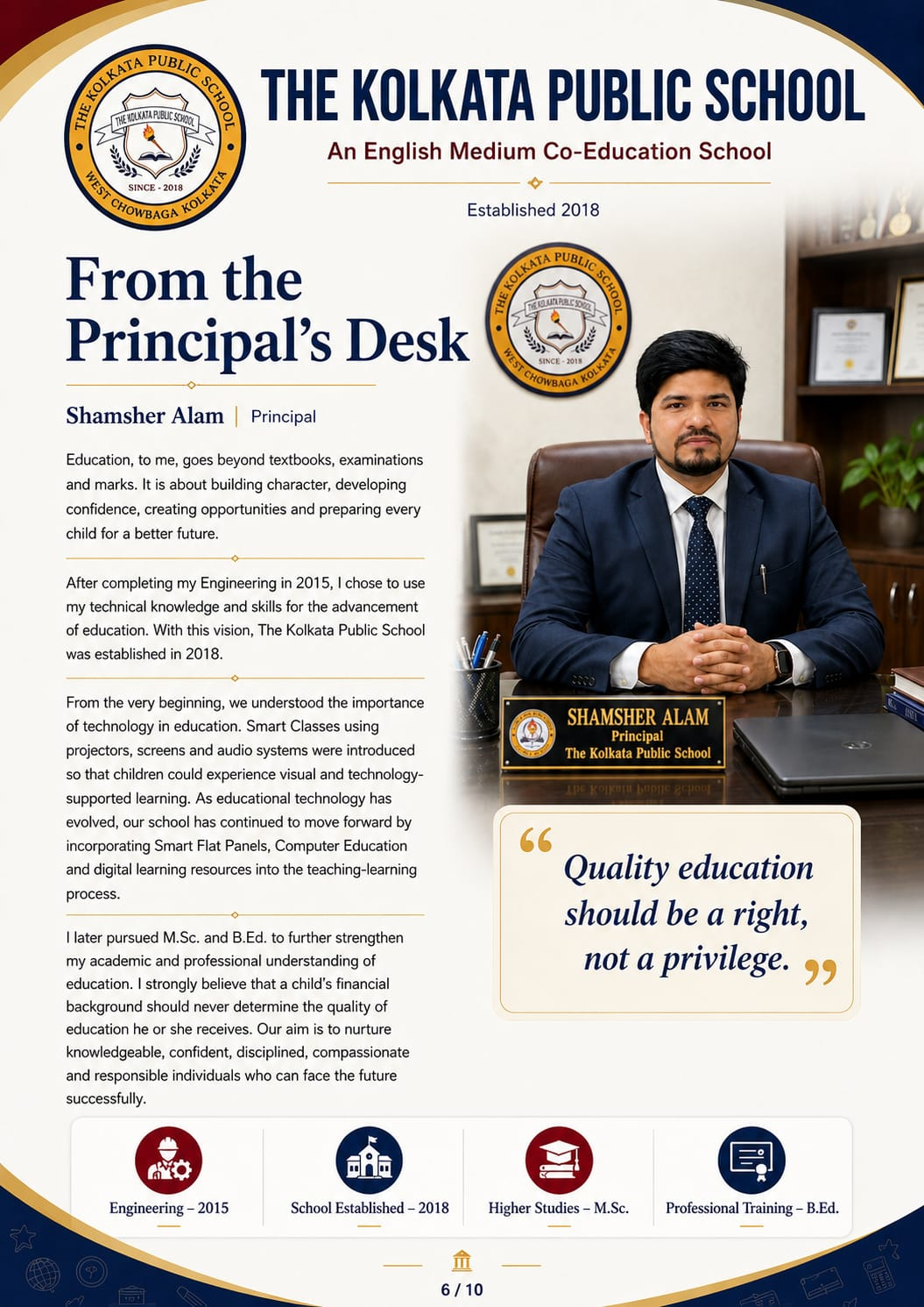 Shamsher Alam, Principal of The Kolkata Public School